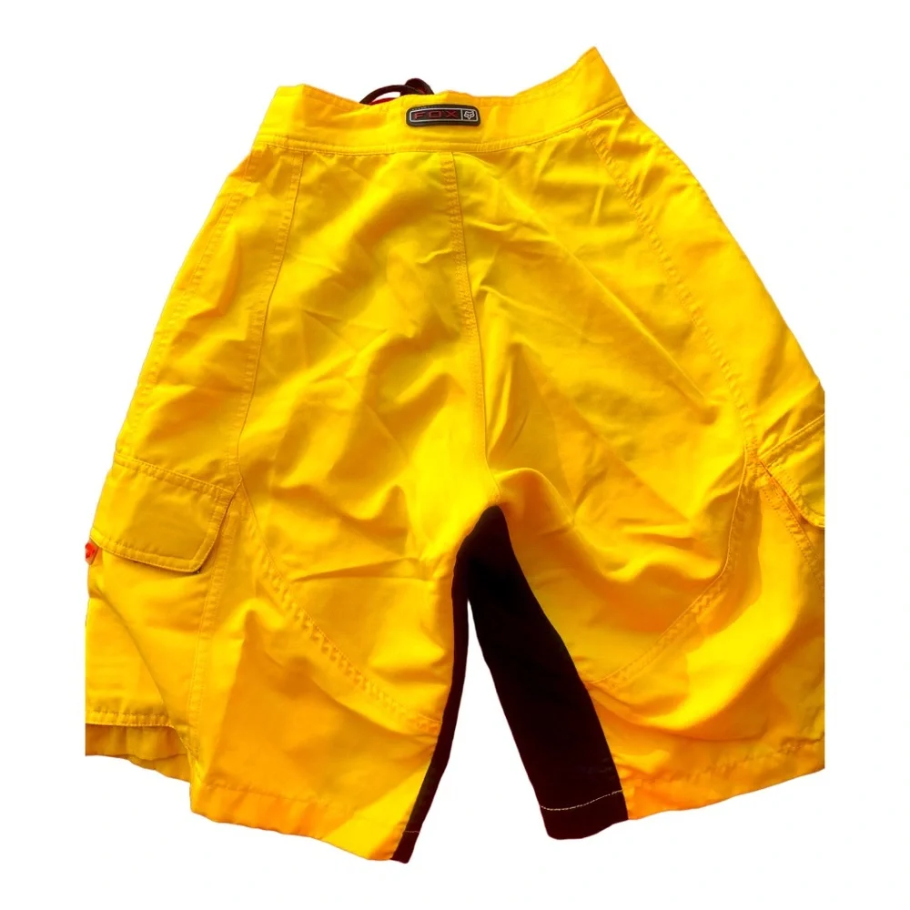 FOX VINTAGE Bright Yellow Red & Black Swim Trunks - Size 26 - Picture 7 of 7